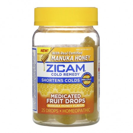 Zicam, Cold Remedy, Medicated Fruit Drop, Manuka Honey , 25 Drops