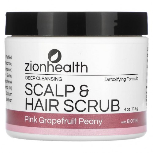 Zion Health, 두피 & 모발 스크럽, 비오틴 함유, 핑크 자몽 작약, 113g(4oz)