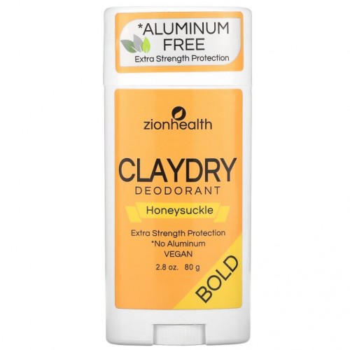 Zion Health, Bold, ClayDry 데오드란트, Honeysuckle, 2.8 oz (80 g)