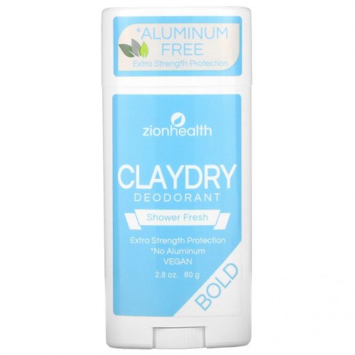 Zion Health, Bold, ClayDry 데오드란트, Shower Fresh, 2.8 oz (80 g)