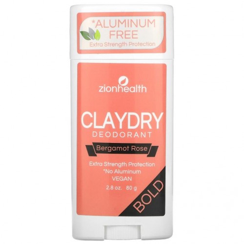Zion Health, ClayDry 데오드란트, Bold, 베르가못 장미, 2.8 oz (80 g)