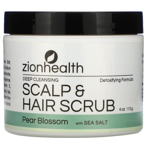 Zion Health, 딥 클렌징 두피 & 모발 스크럽, 배꽃, 바다 소금, 113g(4oz)