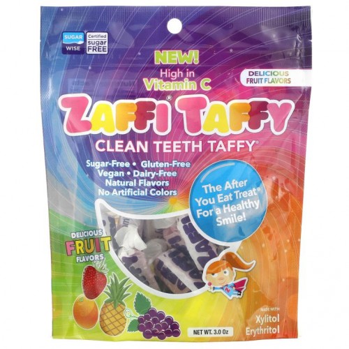 Zollipops, 자피 타피, Clean Teeth Taffy, 새콤달콤한 과일 맛, 3oz