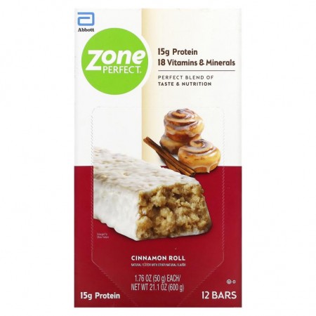 ZonePerfect, 뉴트리션 바, 시나몬 롤, 12 바, 각각 1.76 oz (50 g)