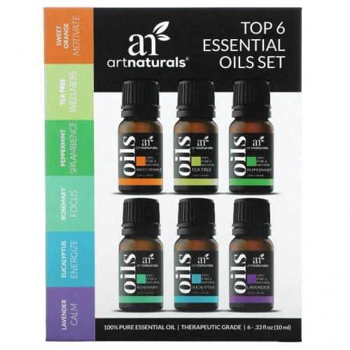 artnaturals, 6가지 인기 에센셜 오일 세트, 6개 세트, 개당 10ml(0.33fl oz)