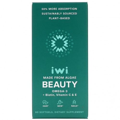 iWi, Beauty, Omega-3 + Biotin, Vitamin C & E, 60 Softgels
