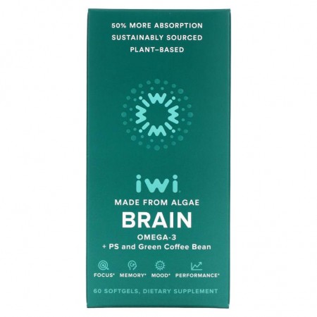 iWi, Brain, 오메가3 + 포스파티딜세린 및 초록커피콩, 소프트젤 60정