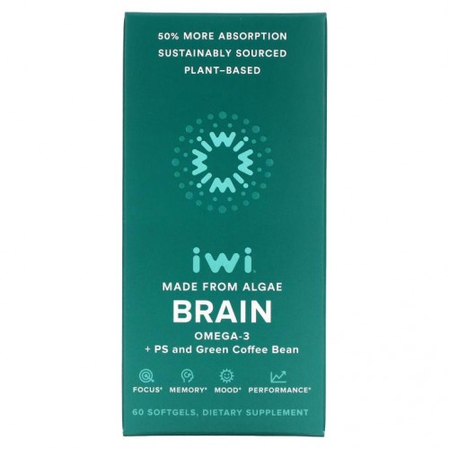 iWi, Brain, 오메가3 + 포스파티딜세린 및 초록커피콩, 소프트젤 60정