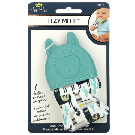 itzy ritzy, Itzy Mitt, Food Grade Silicone Teether, 3+ Months, Llama, 1 Teether