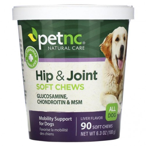 petnc NATURAL CARE, 엉덩이 및 관절, 모든 견종, 간, 소프트 츄 90정