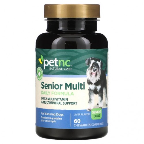petnc NATURAL CARE, 펫 내츄럴 케어, 시니어 종합 비타민 포뮬라, 시니어 도그, 간(Liver) 맛, 60 츄어블 정
